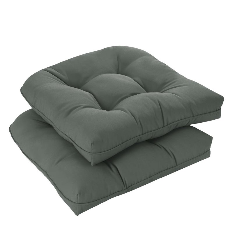 downluxe Outdoor Chair Cushions Set of 2 for Patio Furniture Waterproof Tufted Overstuffed Patio Furniture Cushions Memory Foam Outdoor Seat Cushion 19 X 19 X 5 Dark Grey