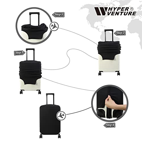 HYPER VENTURE Washable Luggage Cover - Fashion Suitcase Protector Fits 18-22 Inch Luggage (Black, S) - Image 5