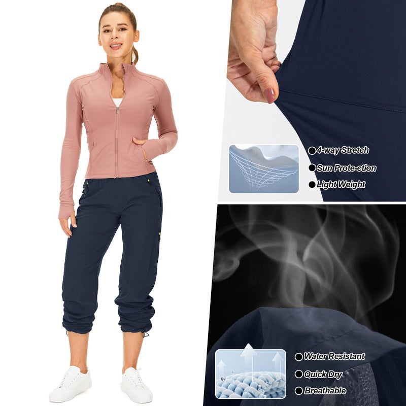 Toomett Women's Hiking Pants Quick Dry UPF 50 Travel Golf Pants Lightweight Camping Work Cargo Pants Zipper Pockets,6608,Blue,XS - Image 4