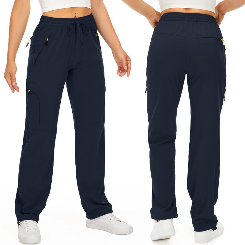 Toomett Women's Hiking Pants Quick Dry UPF 50 Travel Golf Pants Lightweight Camping Work Cargo Pants Zipper Pockets,6608,Blue,XS - Image 2