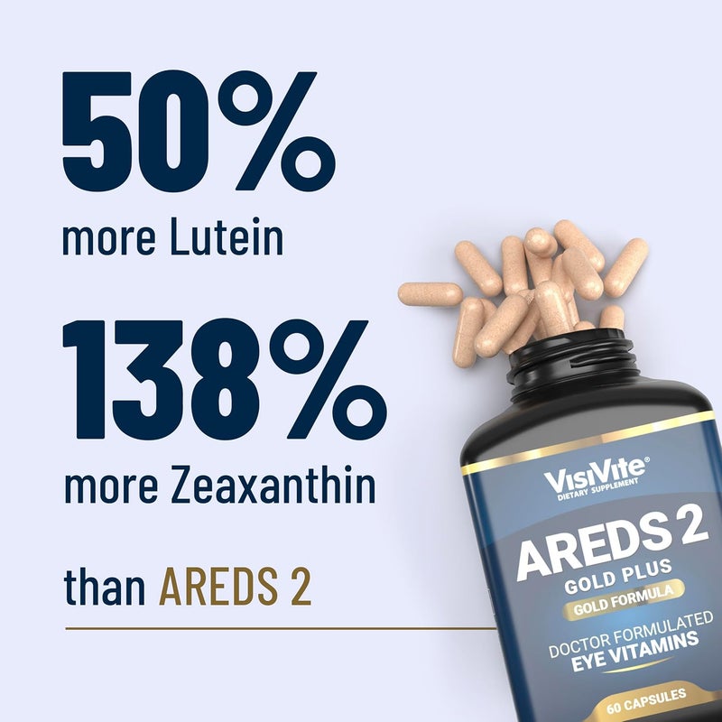VisiVite Doctor Formulated AREDS 2 Plus Eye Vitamins with Zeaxanthin Plus Lutein  Bilberry and Grape Seed Extract  Premium Eye Health Formula  60 Eye Supplement Capsules of VisiVite Gold Plus - Image 3