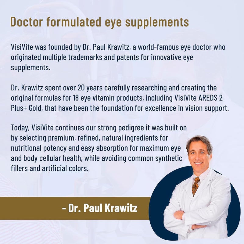 VisiVite Doctor Formulated AREDS 2 Plus Eye Vitamins with Zeaxanthin Plus Lutein  Bilberry and Grape Seed Extract  Premium Eye Health Formula  60 Eye Supplement Capsules of VisiVite Gold Plus - Image 5