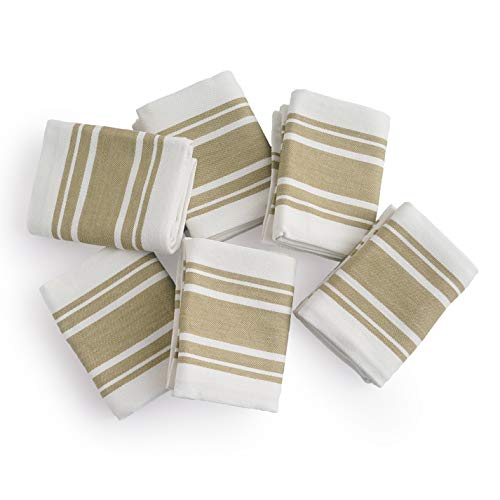 Casa De Lan Kitchen Towels Set – Pack of 6 (20’’ x 30’’) Extra Large Premium Cotton Dish Towels for Kitchen – Super Striped Towels – Absorbent – 100% Cotton – with Hanging Loop – Beige - Image 3