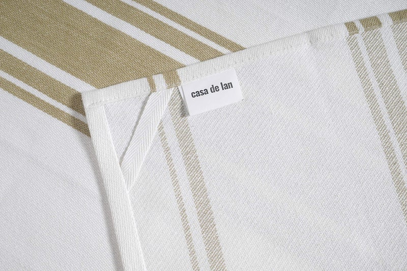 Casa De Lan Kitchen Towels Set – Pack of 6 (20’’ x 30’’) Extra Large Premium Cotton Dish Towels for Kitchen – Super Striped Towels – Absorbent – 100% Cotton – with Hanging Loop – Beige - Image 5