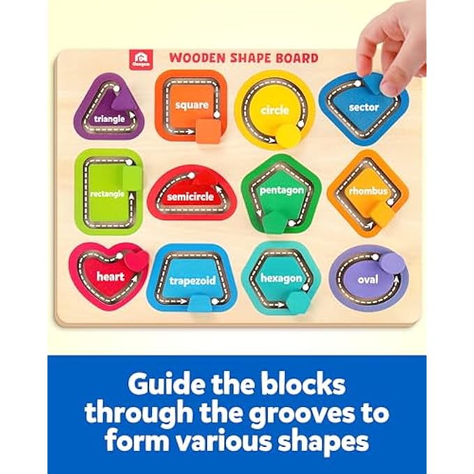 WOODEN COLOR SHAPE PUZZLES FOR TODDLERS, SORTING AND STACKING MONTESSORI PEG BOARD MATCHING GAME ACTIVITIES, FINE MOTOR EDUCATIONAL LEARNING TOYS FOR KIDS 3 4 5 YEAR OLD - Image 3