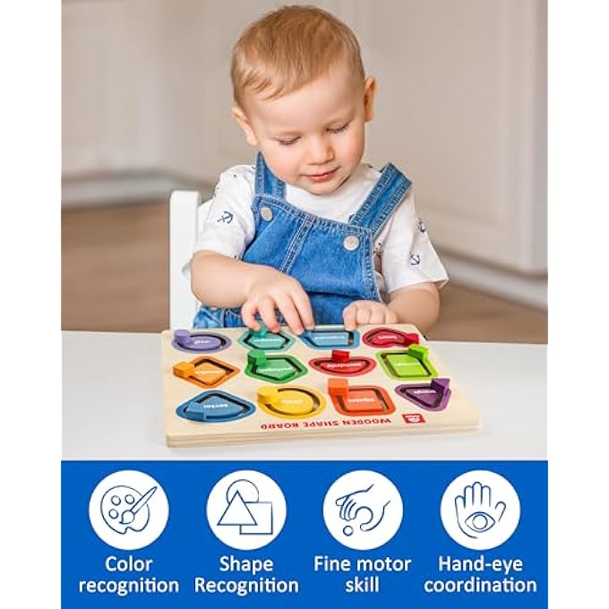 WOODEN COLOR SHAPE PUZZLES FOR TODDLERS, SORTING AND STACKING MONTESSORI PEG BOARD MATCHING GAME ACTIVITIES, FINE MOTOR EDUCATIONAL LEARNING TOYS FOR KIDS 3 4 5 YEAR OLD - Image 5
