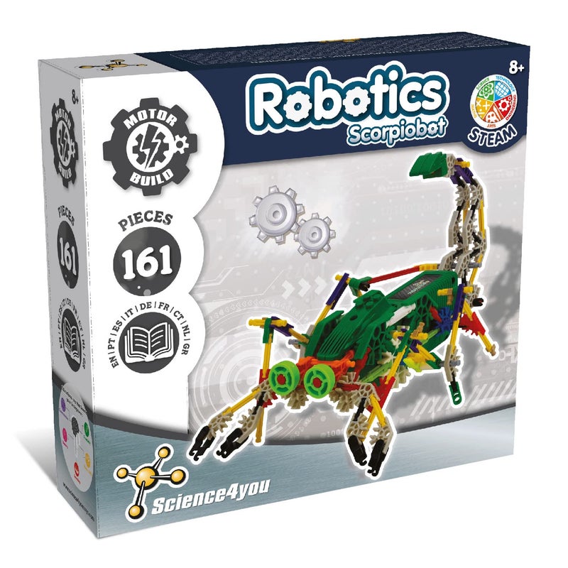 Science4you Scorpiobot Robotics Kit for Kids - Building Robot Toys for Kids 8-12 Year olds,161 Pieces, Stem Building Games, Gift for 8+ Year Olds Boys and Girls