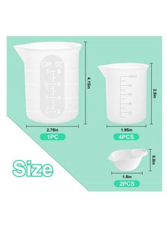 SYOSI 7 pcs Silicone Measuring Cups Kits, 1 pc 250ml Silicone Cups, 4 pcs 100ml Non Stick Mixing Cups, 2 pcs 10ml Silicone Mold Cup Dispenser, for Casting Moulds, Jewelry Making, DIY, Crafts  - Image 4