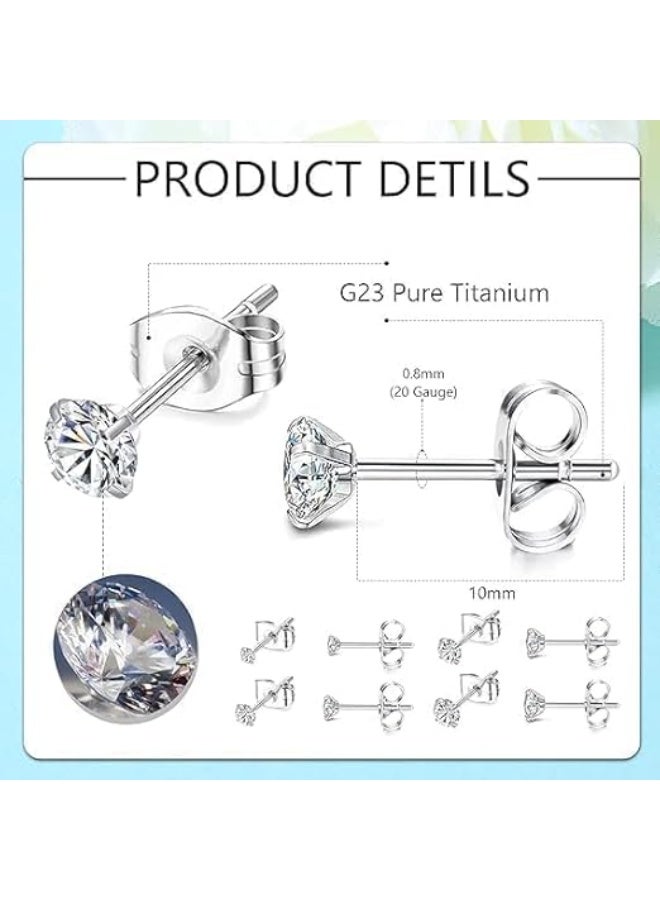 2–5 mm Titanium Stud Earrings for Sensitive Ears – Hypoallergenic CZ Ball Studs, Lightweight Everyday Women’s Earrings - Image 2