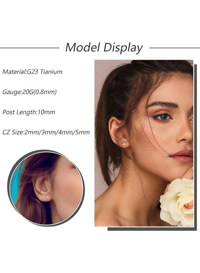 2–5 mm Titanium Stud Earrings for Sensitive Ears – Hypoallergenic CZ Ball Studs, Lightweight Everyday Women’s Earrings - Image 3