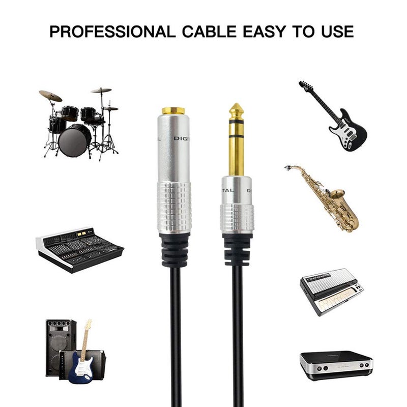 Poyiccot 1/4 inch Extension Cable, 6.35mm 1/4" inch Male to Female Stereo Headphone Guitar Extension Cable Cord, Gold Plated Quarter inch Headphone Extension Cable, 12inch Length - Image 5