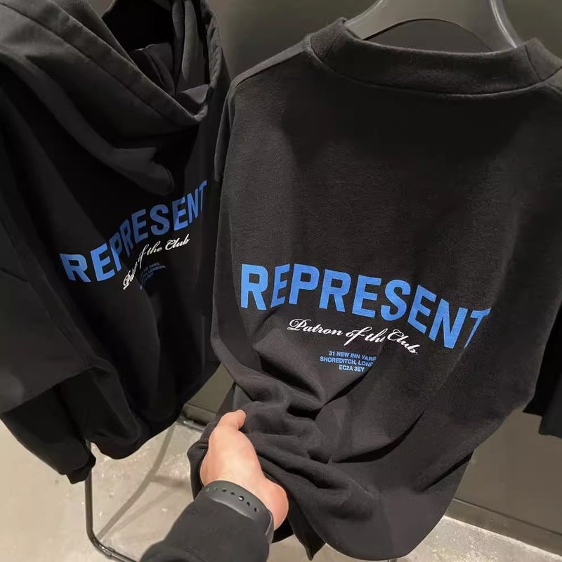 Represent Icon Blue Slogan Letter Logo Printed Short Sleeve High Street Loose Casual Trendy Brand Men'S T-Shirt - Image 2