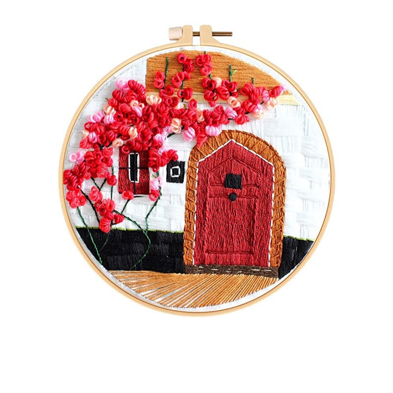 SOLARAE Embroidery Starter Kit with Pattern and Instructions 3 Sets Cross Stitch Kit Include Embroidery Clothes with Plants Flowers Pattern 1 Embroidery Hoops Color Threads and Tools - Image 3