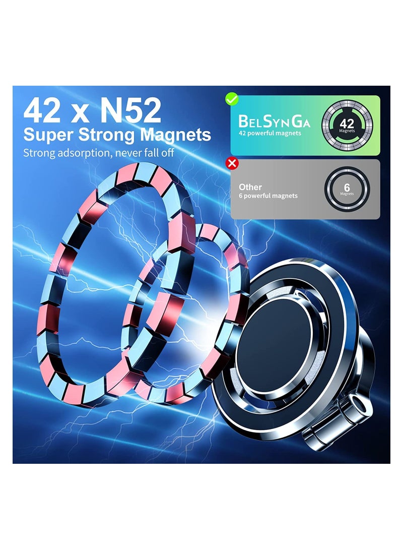 SYOSI 360° Magnetic Car Mount for Phone Holder, All Metal Magnetic Phone Holder Car Phone Holder with Magnetic Grip Magnetic Phone Holder with MagSafe Mount Fit for iPhone 14 13 12 Pro Max Plus Mini MagSafe - Image 4