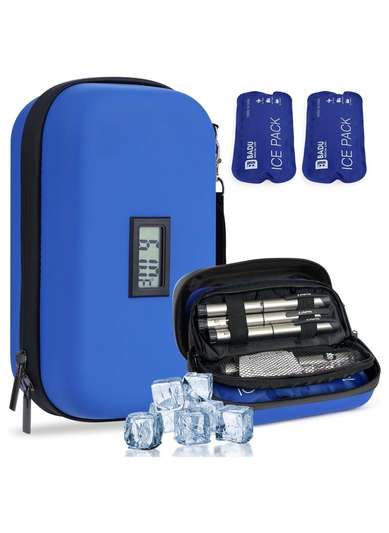 Badu 24h Insulin Cooler Travel Case TSA Approved Refrigerated Medicine Cooler for Travel w/Thermometer Temperature Display Diabetic Travel Case Bag w/2 Reusable Ice Packs for Daily Life Trip  - Image 1