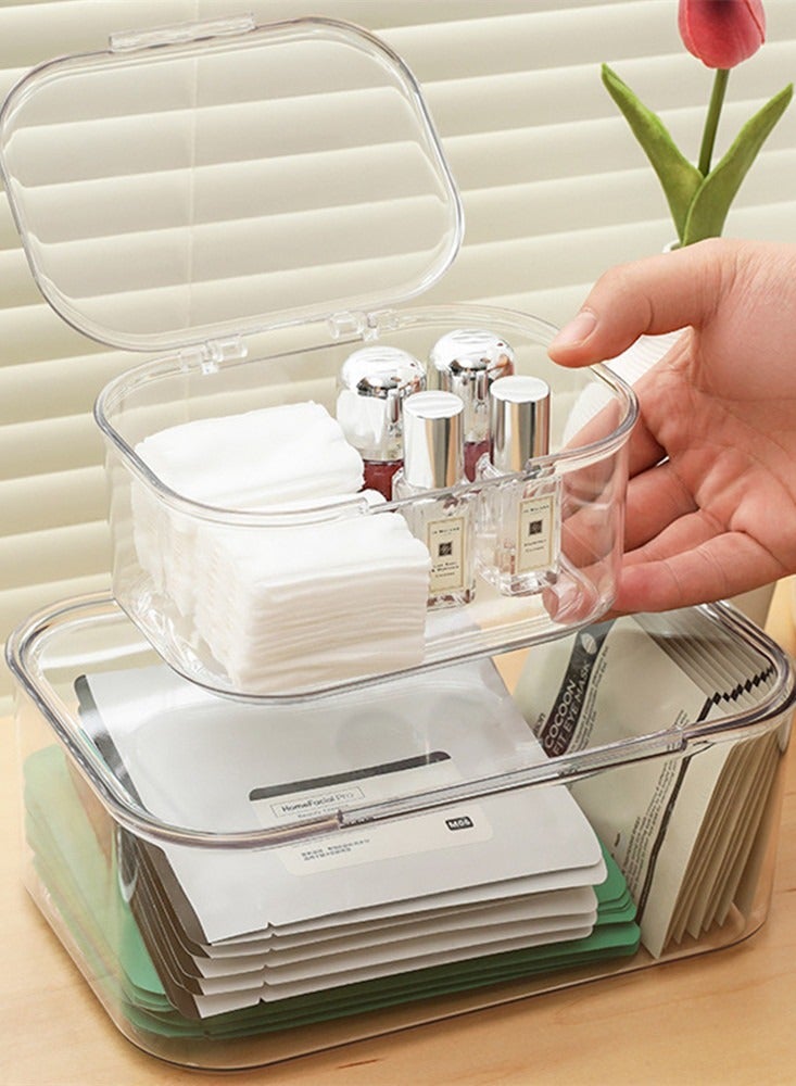 Stackable Desktop File Storage Box A4 Document Organizer Box With Lid Cabinet Desk Paper Holder Stationery Storage Container - Image 5