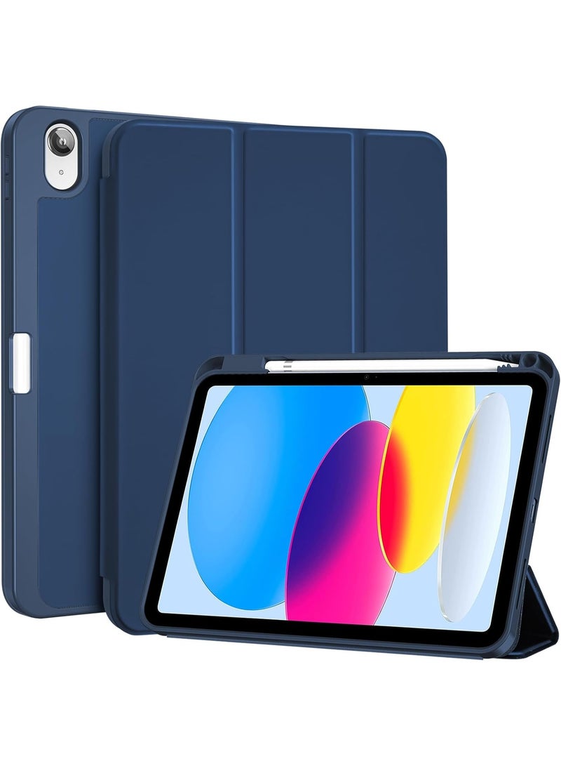 تيجو حافظة لأجهزة الآيباد (A16) الجيل الحادي عشر (A16) الجيل الحادي عشر مقاس 11 بوصة 2025/ آيباد الجيل العاشر 10.9 بوصة 2022 مع حامل قلم رصاص، غطاء هجين مع ظهر من مادة TPU الناعمة، يدعم معرف اللمس، إيقاظ/سكون تلقائي - Image 1