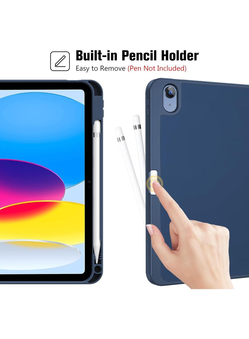 تيجو حافظة لأجهزة الآيباد (A16) الجيل الحادي عشر (A16) الجيل الحادي عشر مقاس 11 بوصة 2025/ آيباد الجيل العاشر 10.9 بوصة 2022 مع حامل قلم رصاص، غطاء هجين مع ظهر من مادة TPU الناعمة، يدعم معرف اللمس، إيقاظ/سكون تلقائي - Image 3