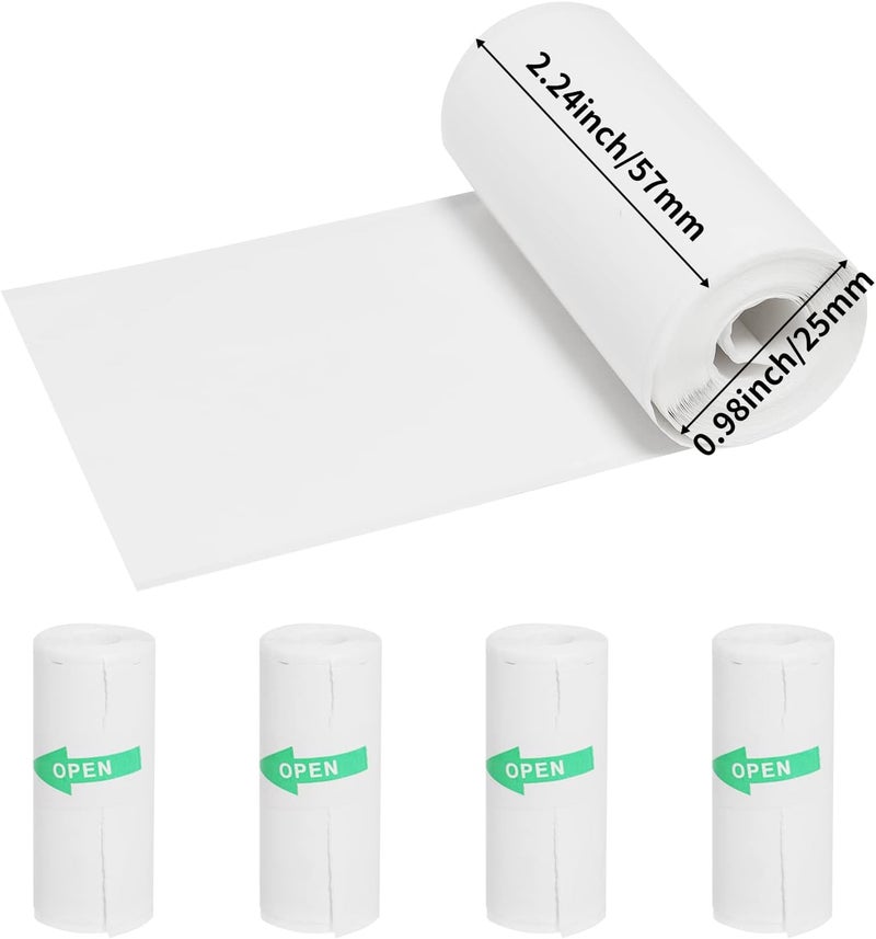 Thermal Adhesive Sticker 57 x 25 for Mini Thermal Printer, Cash Register, POS Receipt, Inkless Print Black and White Paper, Coreless, 5 Rolls - Image 3