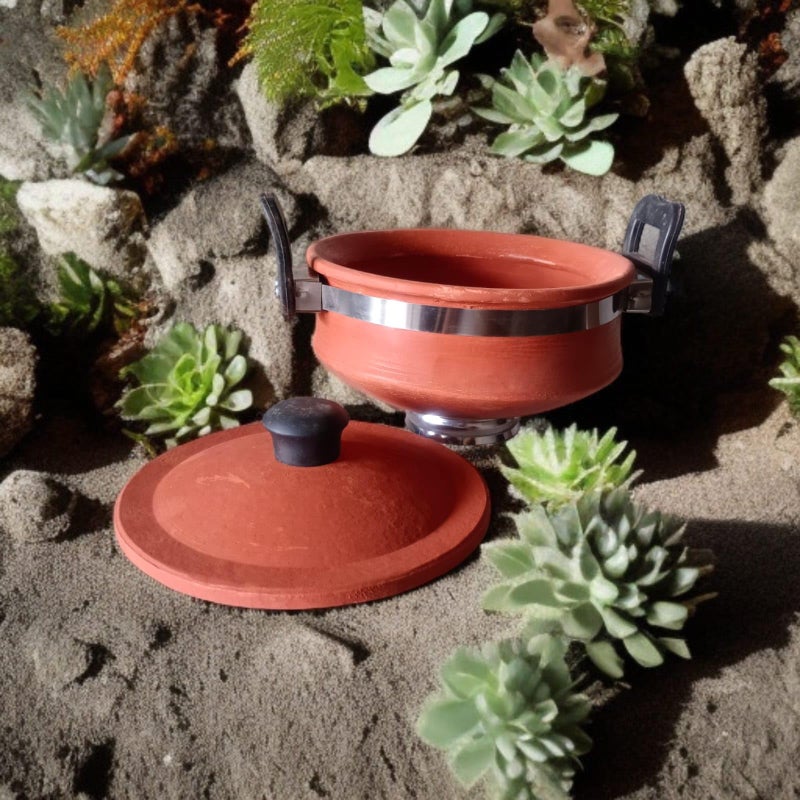 2Ltr Clay Cooking Earthenware Pot | Dahi Handi | Mitti Ke Bartan for Gas | Best for Veg & Non-Veg | Daal Handi | Curd Pot | Organic Clay Cookware | Ideal for Daal Makhni  - Image 4