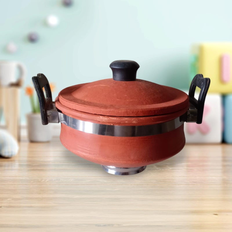 2Ltr Clay Cooking Earthenware Pot | Dahi Handi | Mitti Ke Bartan for Gas | Best for Veg & Non-Veg | Daal Handi | Curd Pot | Organic Clay Cookware | Ideal for Daal Makhni  - Image 2