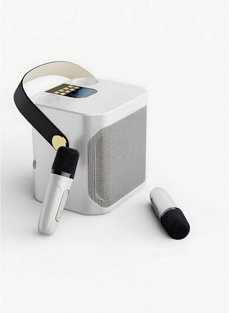 جهاز كاريوكي لاسلكي محمول مزود بميكروفونين، وسماعة بلوتوث للحفلات بصوت ستيريو قوي، ونظام كاريوكي قابل لإعادة الشحن للاستخدام المنزلي والخارجي - Image 1