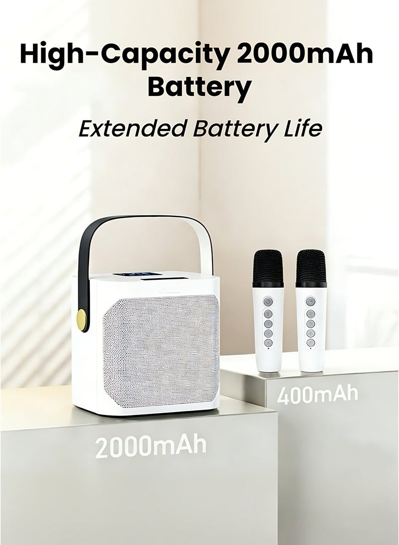 جهاز كاريوكي لاسلكي محمول مزود بميكروفونين، وسماعة بلوتوث للحفلات بصوت ستيريو قوي، ونظام كاريوكي قابل لإعادة الشحن للاستخدام المنزلي والخارجي - Image 5