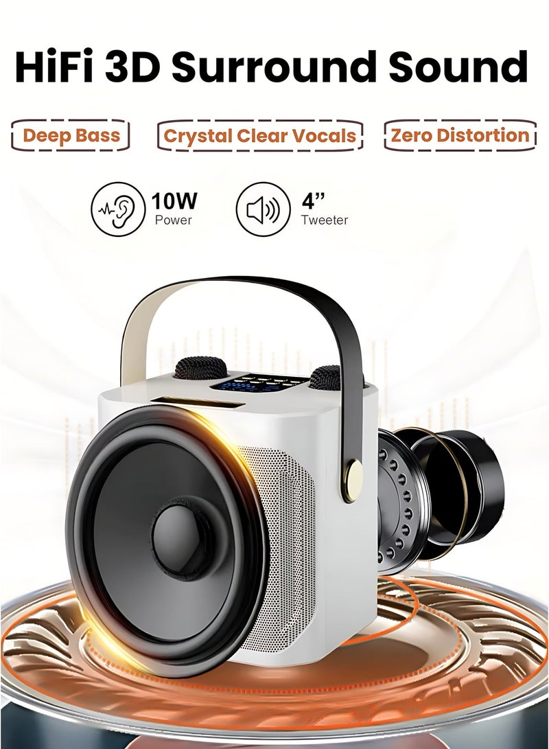 جهاز كاريوكي لاسلكي محمول مزود بميكروفونين، وسماعة بلوتوث للحفلات بصوت ستيريو قوي، ونظام كاريوكي قابل لإعادة الشحن للاستخدام المنزلي والخارجي - Image 3