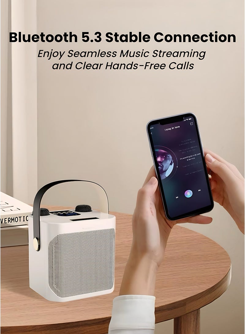 جهاز كاريوكي لاسلكي محمول مزود بميكروفونين، وسماعة بلوتوث للحفلات بصوت ستيريو قوي، ونظام كاريوكي قابل لإعادة الشحن للاستخدام المنزلي والخارجي - Image 4