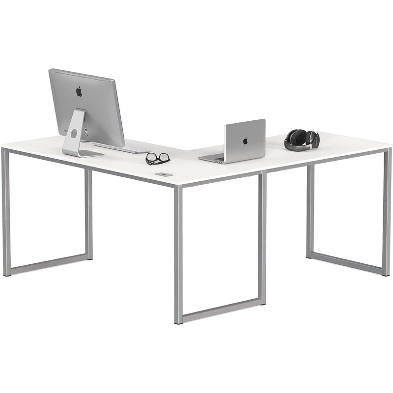 SHW Mission 55 x 60 Inches LShape Home Office Computer Desk White