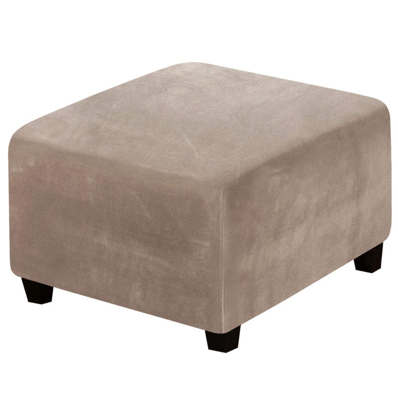 H.VERSAILTEX HVERSAILTEX Square Ottoman Covers Ottoman Slipcover Square Footstool Protector Covers Storage Stool Ottoman Covers Stretch with Elastic Bottom Feature Real Velvet Plush Fabric Taupe 