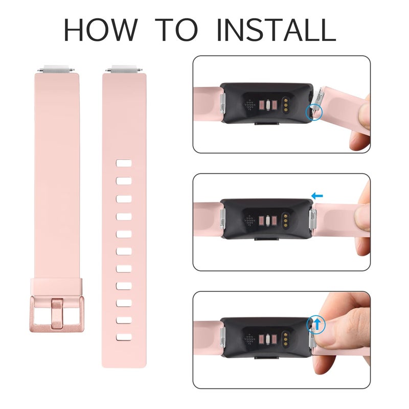 Tobfit Soft TPU Bands Compatible with Fitbit Inspire HR/Fitbit Inspire/Fitbit Ace 2 Bands, Sports Accessories Waterproof Wristbands Women Men, Pink Sand, Large - Image 3