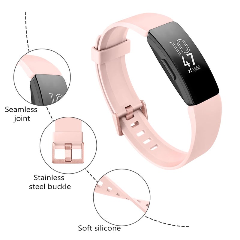 Tobfit Soft TPU Bands Compatible with Fitbit Inspire HR/Fitbit Inspire/Fitbit Ace 2 Bands, Sports Accessories Waterproof Wristbands Women Men, Pink Sand, Large - Image 2
