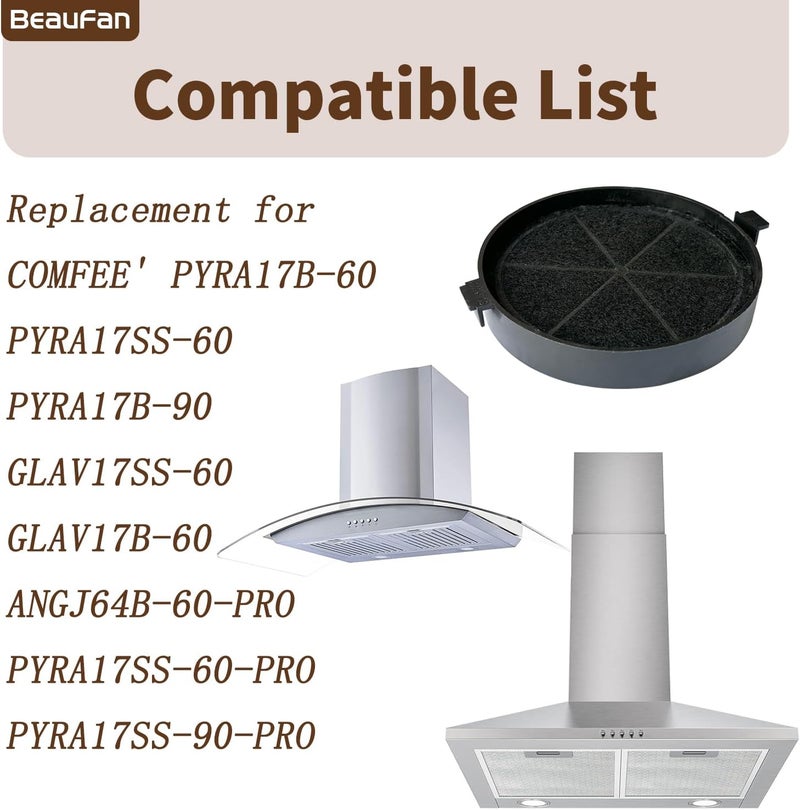 عبوة من 4 فلاتر كربونية من نوع CF04 لاستبدال فلاتر مداخن أفران COMFEE' للطرازات PYRA17B، PYRA17SS، TSHM17SS، GLAV17SS-60، ANGJ64B-60، CHK 3.6J64A، وسلسلة CHT 3.6 - Image 2