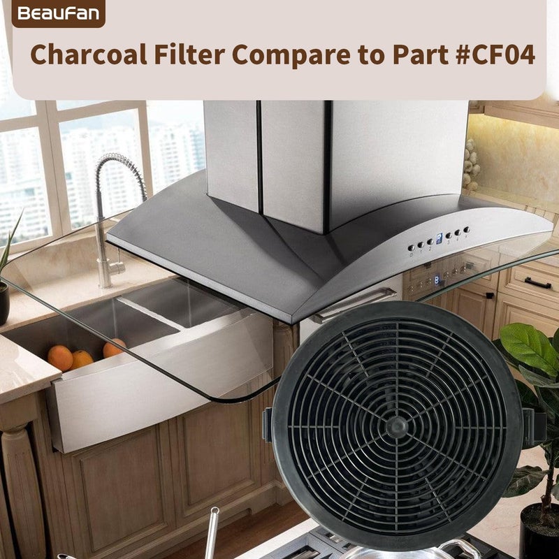 عبوة من 4 فلاتر كربونية من نوع CF04 لاستبدال فلاتر مداخن أفران COMFEE' للطرازات PYRA17B، PYRA17SS، TSHM17SS، GLAV17SS-60، ANGJ64B-60، CHK 3.6J64A، وسلسلة CHT 3.6 - Image 3
