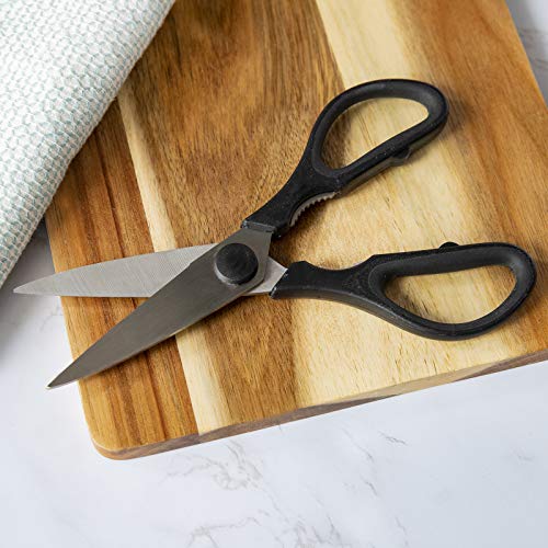 Rae Dunn Kitchen Scissors- Stainless Steel Kitchen Shears, Cooking Scissors for Cutting Meat, Chicken, Herbs and Produce with Blade Cover and Soft Grip Handles (Black) - Image 4