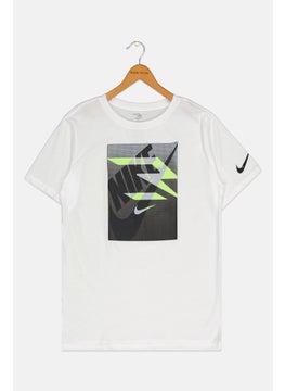 Kids Boy Sportswear Fit Short Sleeves Outdoor T-Shirt, White