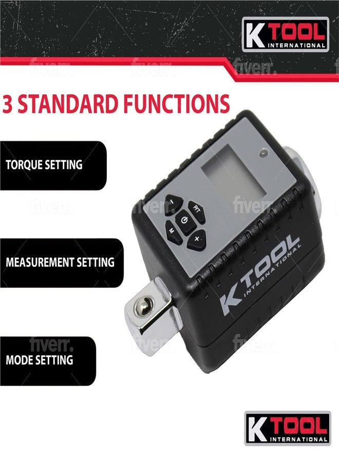 K-Tool International K Tool International 72138 1/2" Drive Ratchet Digital Torque Adapter for Garages, Repair Shops and DIY, Torque Range 29.5-47.5 ft-lbs, 3 Settings; Torque, Measurement and Mode. Molded Case - Image 5
