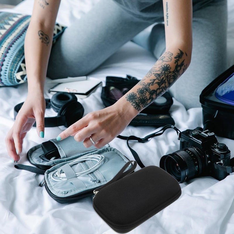 Digital Camera Storage Case Large Eva Hard Shell Camera Pouch with Shock-absorbing Padding and Handle for Travel Photography Black - Image 3