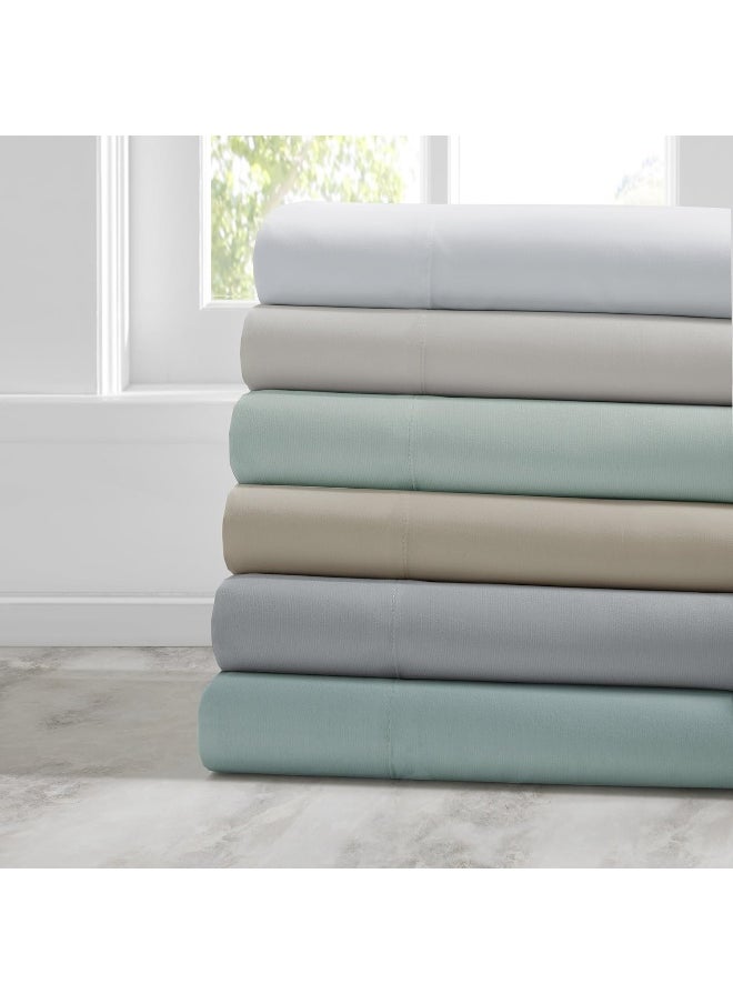 Comfort Spaces - Comfort Spaces Coolmax Moisture Wicking Sheet Set Soft, Fade Resistant, All Elastic Deep Pocket Fits Up to 16" Mattress - Warm Weather Cooling Sheets for Night Sweats, King, Aqua, 4 Piece - Image 1