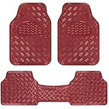 BDK مجموعة BDK العالمية المناسبة 3 قطع بسماكة معدنية لحصائر السيارة - قوية لجميع الأحوال الجوية مع قاعدة مطاطية (أحمر نبيذي) - Image 1