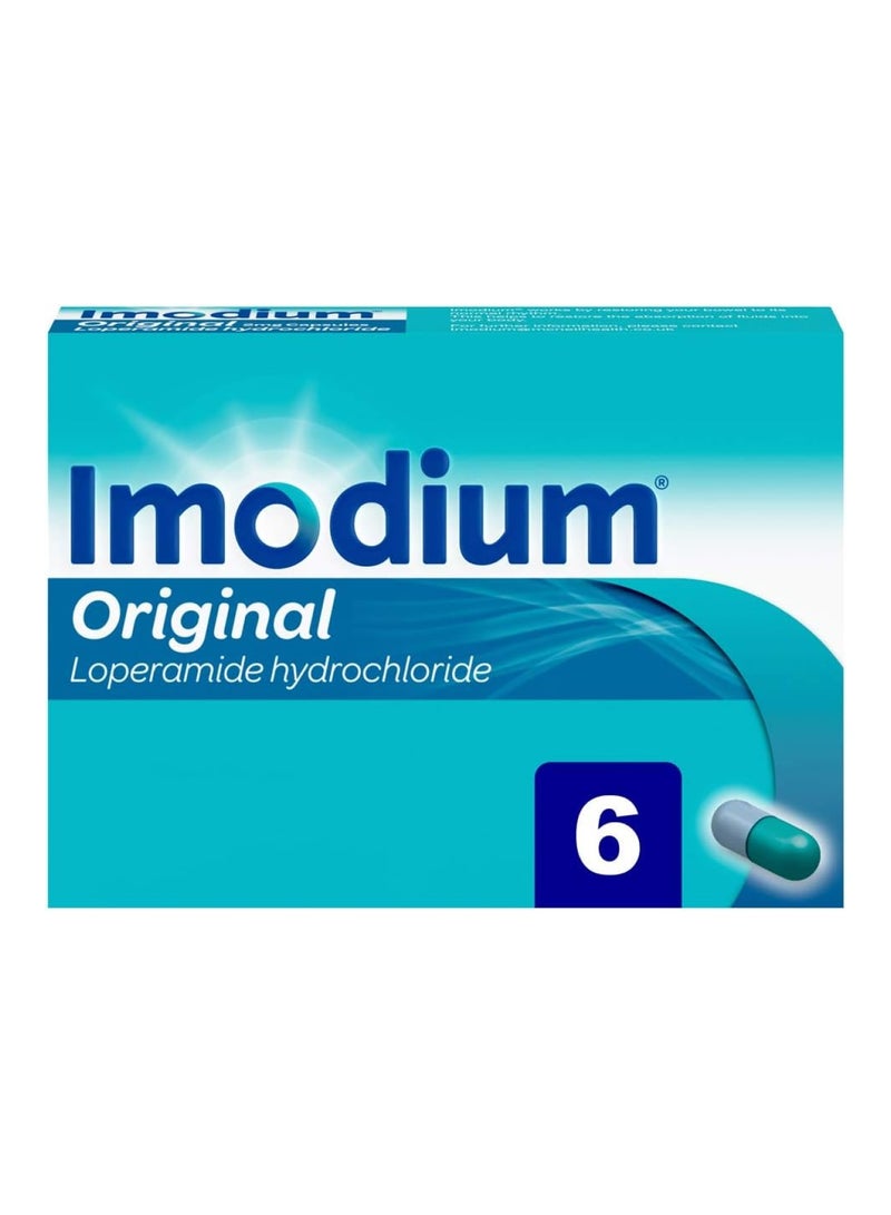 IMODIUM Original Capsules, Pack Of 1, 6 Pieces - Image 1