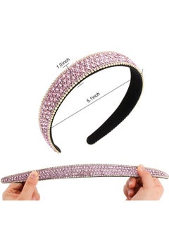 Wecoe Pink Headband Rhinestone Headbands for Girls Women Fashion Headbands Bling Sparkly Diamond Headbands Hair Hoop Hair Accessories For Women Girls Ladies Gifts(Pink) 