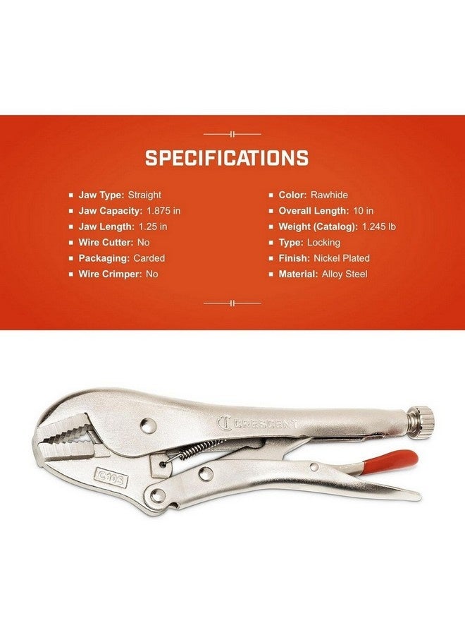 كريسنت زرادية بقفل فك مستقيم سبائك الفولاذ فضي 10 بوصة C10SVN-08 - Image 5