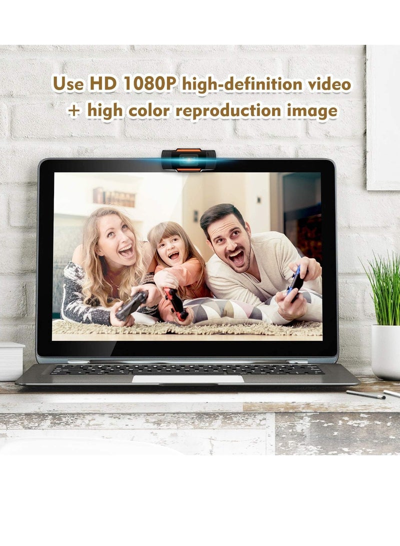 كاميرا ويب HD 1080P مع ميكروفون USB 2-3 كمبيوتر للبث المباشر زاوية واسعة 110 درجة 30 اطار في الثانية للابتوب والكمبيوتر المكتبي والمؤتمرات ومحادثات الفيديو أسود - Image 3