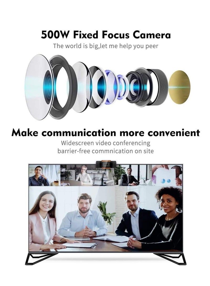كاميرا ويب HD 1080P مع ميكروفون USB 2-3 كمبيوتر للبث المباشر زاوية واسعة 110 درجة 30 اطار في الثانية للابتوب والكمبيوتر المكتبي والمؤتمرات ومحادثات الفيديو أسود - Image 4