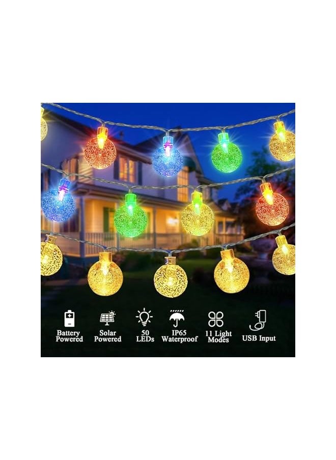 The Bros Solar Ball Lights,50LED 31Ft/9m Garden Lights,11 Mode Indoor/Outdoor String Lights,Solar and USB Charging,2 Light modes Warm white & RGB with Remote control,for Garden Home Party  - Image 3