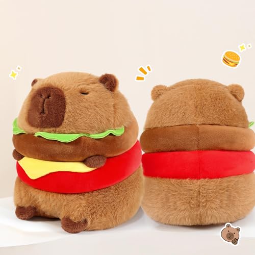 Ditucu Cute Hamburger Capybara Plush Burger Food Capibara Stuffed Animal Plushies Toys Hugging Gifts for Kids Brown 78 inch - Image 5