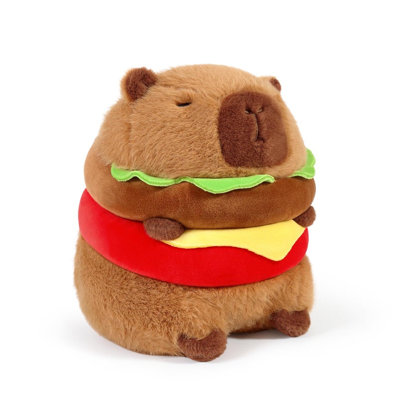Ditucu Cute Hamburger Capybara Plush Burger Food Capibara Stuffed Animal Plushies Toys Hugging Gifts for Kids Brown 78 inch - Image 3