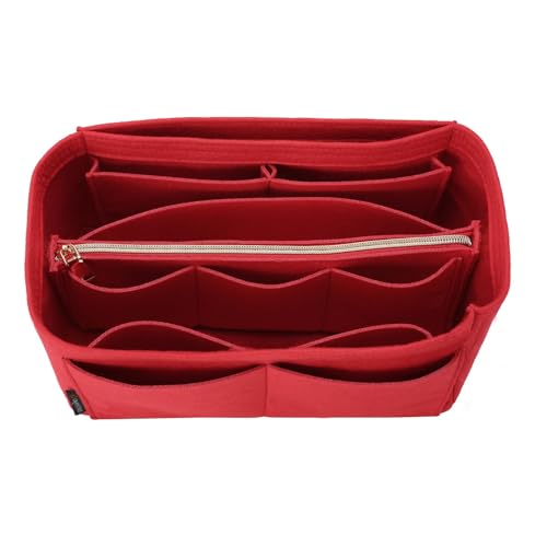 OMYSTYLE Red Mini Organizer Insert, Felt Tote Bag Organizer Insert with 5 Sizes, Handbag Dividers for Inside Purse, Compatible with Longchamp, Neverful, Speedy and More - Image 1